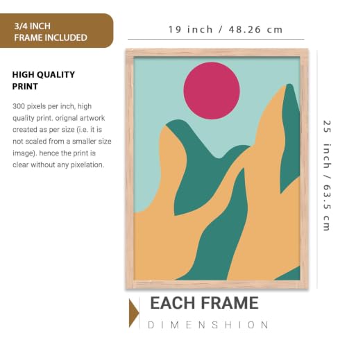 Image of kotart Minimal Boho Framed Wall Art Paintings with Frame for Home Decor - Painting for Wall Decoration Living Room Bedroom Office Room Decor- Pack of 6 (19x25 inch)