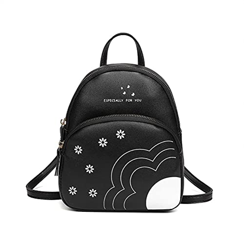 Mini mochila de piel sintética con estampado de flores para mujeres y niñas, color liso, para ir de compras, fiestas, senderismo Cover