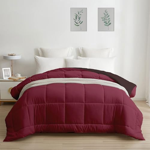 Image of HOME ELEGANCE Comfort Living Microfiber Reversible AC Comforter, 120 GSM, Soft & Cozy, Lightweight Quilt, All Season use, Machine Washable, Queen /Double - 90x100 inches - Hot Chocolate