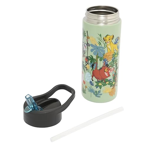 Disney Lion King Aluminium Kids Water Bottles with Straw by Polar Gear - 500ml Toddler Water Bottle with Straw Gifts - Back To School Supplies - Lion King Gifts Featuring Simba