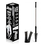 ToiletShroom Revolutionary Plunger, Squeegee, Clog Remover, Drain Cleaner, Bathroom Toilet Dredge Tool, Stainless Steel Handle with Caddy Holder, Black