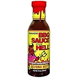 Habanero Spicy BBQ Sauce From Hell - 13 oz. - Premium Gourmet Spicy Hot Habanero Sauce for Chicken Wings and Ribs on the BBQ Grill – Warning - Try if you Dare!