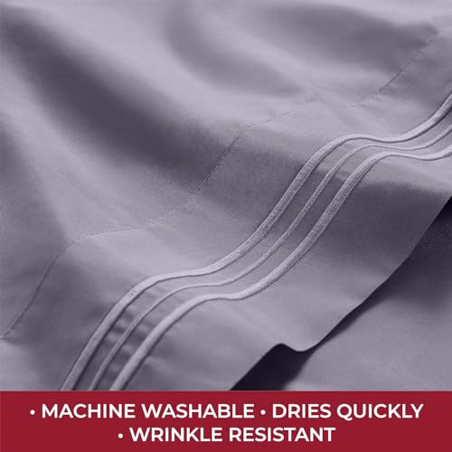 Image of Mellanni RV Short Queen Sheets - 4 PC Iconic Collection Bedding | Hotel Luxury, Extra Soft, Cooling Bed Sheets - Deep Pocket up to 10 inch (RV /Short Queen, Hazy Lilac)