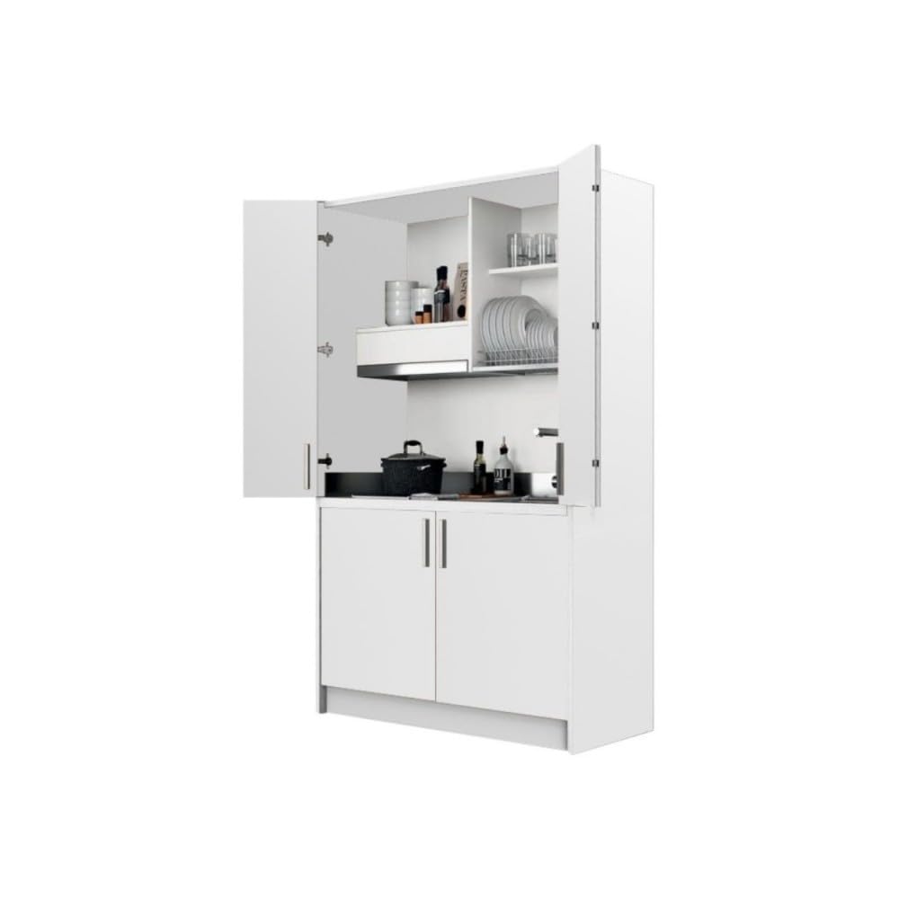 Cucina salvaspazio a scomparsa Fold Evolution colore bianco e elettrodomestici inclusi 125x62x208H