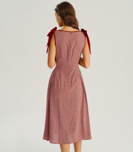Image of RIHOAS Women's Plaid Gingham Dress Casual Summer Midi Dresses for Women