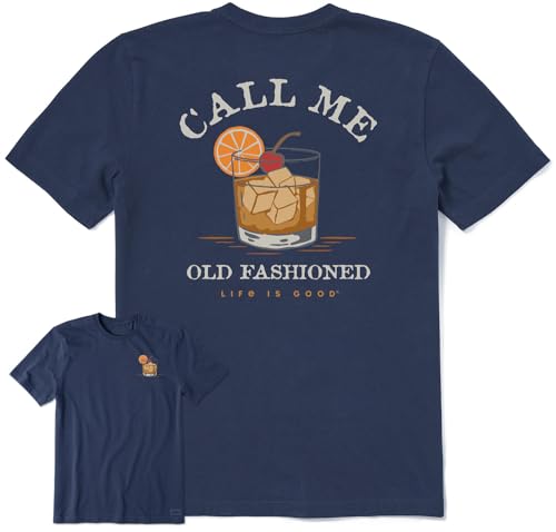Life is Good - Mens Call Me Old Fashioned Crusher T-Shirt, Color Darkest Blue, Size: Large