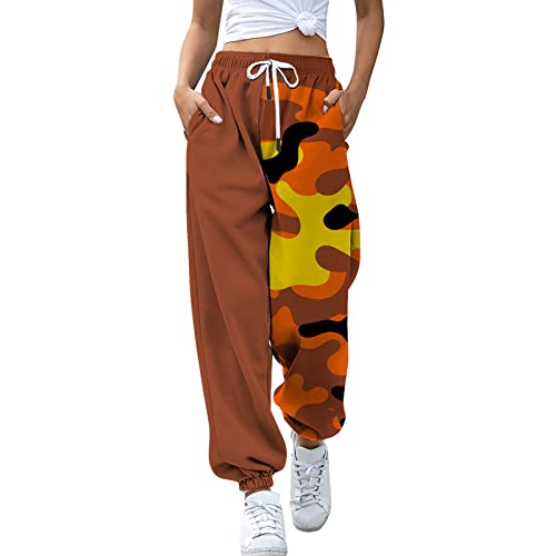 OYZ Pantalones deportivos de fitness de talla grande con cordón para mujer, pantalones deportivos sueltos para entrenamiento, gimnasio, correr, con bolsillos, 2021, Caqui#009, XXL