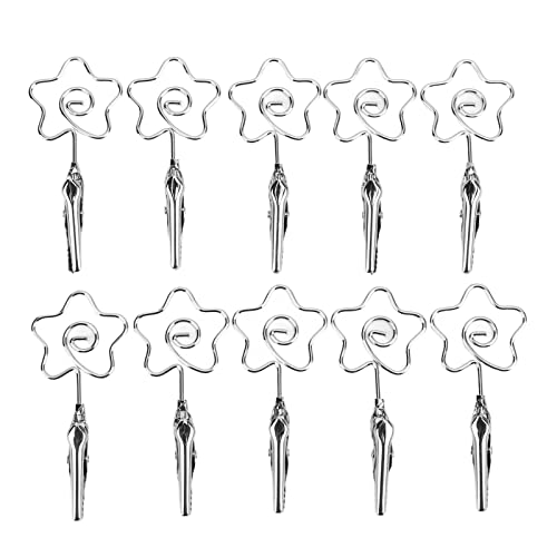 10Pcs Table Number Holders, Place Card Holders, Steel Crocodile Clamps for Centerpieces, Wedding, Party, Birthday(Silver)