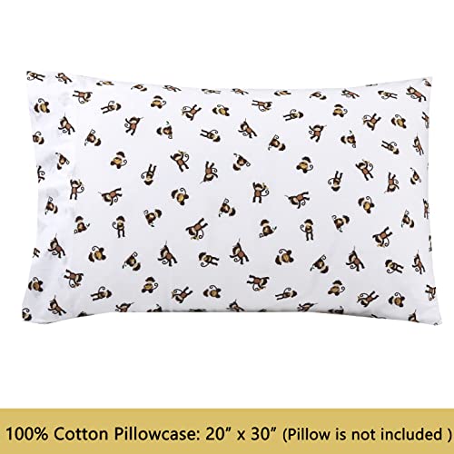 Image of Cozy Line Home Fashions 100 Cotton 3 Piece Toddler Sheet Set, Soft Breathable Crib Bedding Set for Boys Includes a Flat Sheet, a Fitted Sheet, a Pillowcase, Monkey Around Jungle Bananas