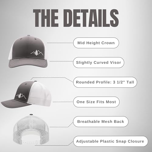 Image of LINDO Trucker Hat [ Great Outdoors Design ] for Men and Women: Mid Profile Cap with Breathable Mesh Back and Adjustable Snap