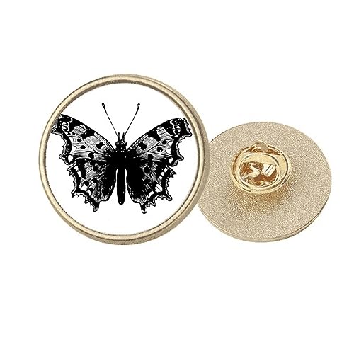 Broche de metal dorado redondo estilo Art Deco con espécimen negro de alta joyería vintage