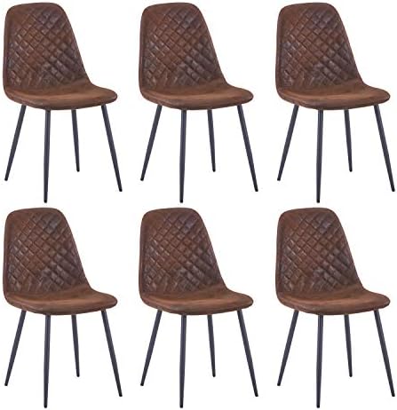 AINPECCA Set of 4 Dining Chairs Suede Seat with Metal Legs Dressing Lounge Home (Brown, 4)