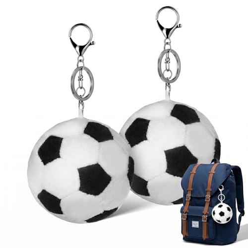 Porte-clés ballon soccer peluche, lot 2 pièces
