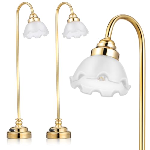 Garneck 2-Pack Mini Dollhouse Lamps 1 12 Scale Battery