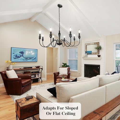 8 luzes lustre de fazenda lustre de iluminação para teto pendurado, lustres pretos LASENCHOO para sa