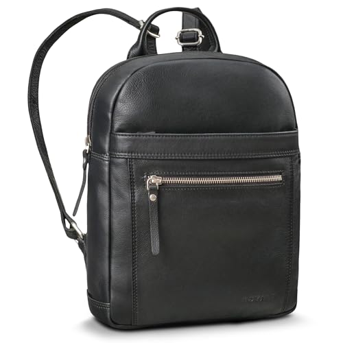 Sac à dos dames petit cuir noir Delaware pour tablette 10 pouces et documents A5