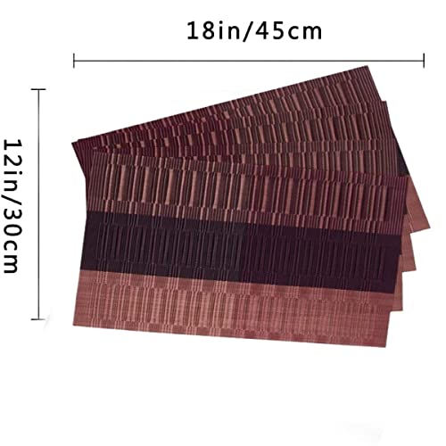 Image of YELONA Dining Table Placemats Set of 8 - Heat-Resistant, Non-Slip, Washable & Stain Resistant Woven PVC Vinyl Table Mats for Kitchen & Dining - 45 x 30 cm, Peach