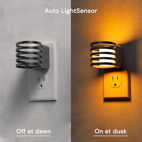 Image of L LOHAS LED Night Light, 4 Pack 3CCT Night Lights Plug into Wall, Amber /3000K /5000K Adjustable Color Temperature Night-Lights, Dimmable Nightlight with Dusk to Dawn Sensor for Bedroom Hallway Bathroom