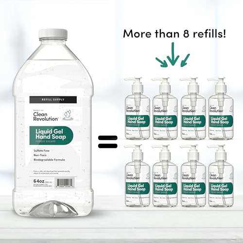 Image of Clean Revolution Liquid Gel Hand Soap Refill with Real Essential Oils - Sulfate-Free Gel Hand Wash, Moisturizing Bulk Refill, Non-Toxic Formula, Made in the USA (Forest Escape) 64 Fl Oz