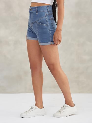 Image of Dolce Crudo Women's High Rise Denim Shorts - Relaxed Fit