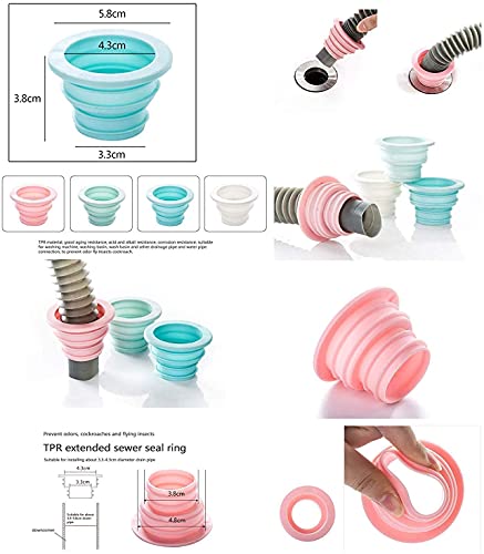 SHIDHMI Silicone Drain Pipe Hose Sealing Plug, Washing Machine Plug Ring Hose Deodorant Sewer Seal Ring Clean Tool for Home Bathroom,Laundry Room,Kitchen,Floor Drain (Pack of 1 Radom Color)