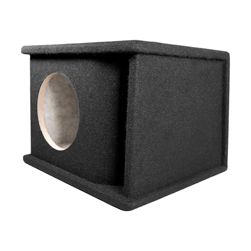 QPower 8 Inch Horn Ported Subwoofer Box Enclosure 5/8 MDF Car Audio Speaker Box 1.1 Cubic Feet Vented Design Black Carpet Finish