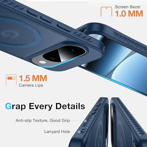 Image of for Google Pixel 10 Case /Pixel 10 Pro Case with MagSafe[Invisible Kickstand][Charge While Standing][Military Shockproof] Translucent Matte Soft Silicone Bumper Pixel 10 /10 Pro Phone Case,Blue