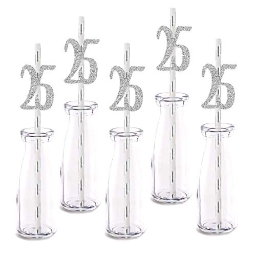 Pitillos de papel plateado para fiesta 24 unidades miniatura 1