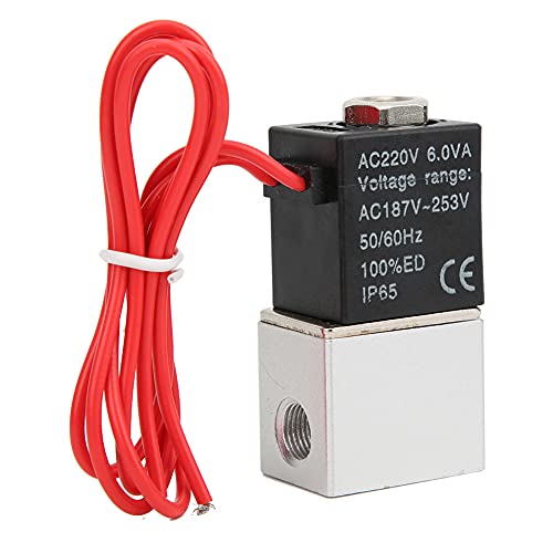 Socobeta Electroválvula de Acción Directa 220V AC para Agua, Aire, Aceite con Protección IP65 - Cuerpo de Válvula Fabricado en Aleación de Aluminio Industrial (G1/8')