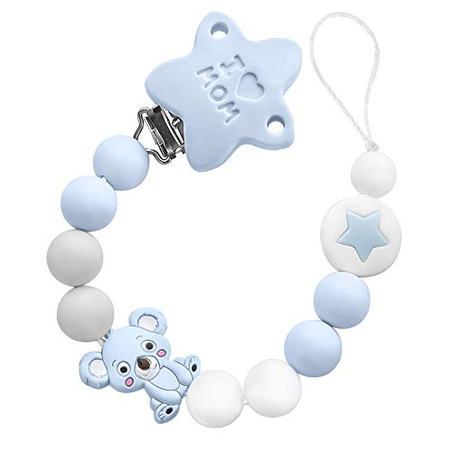 I LOVE MOM - Catenelle porta Succhietto,Koala Catenella Portaciuccio,Neonato Silicone Dentizione Porta Massaggiagengive Ciuccio Catena Ragazzo Ragazze Baby Shower Regali (Blu)