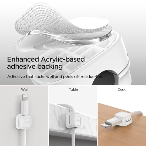 6 Pack de Clips Magnéticos para Cables, Organizador de Cables, Soporte para Cordón Ajustable, Gestión de Cables USB para Oficina y Hogar - Blanco miniatura 4