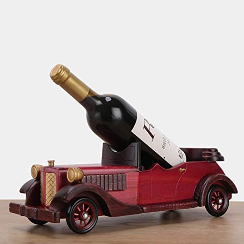 Soporte de vino clásico estilo carro de madera vintage miniatura 1