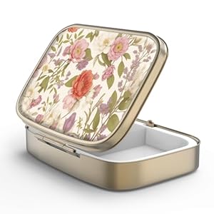 Pillendoosje met spiegel retro 2 compartimenten kleine pillendoos brons rechthoekige pillendoos of vitaminen, visolie, voedingssupplementen, pillen inbegrepen