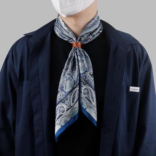 Image of 27.5 Inches Square Silk Feeling Neck Scarf for Men Necktie Silk Bandanas Pocket Square Cowboy Scarves