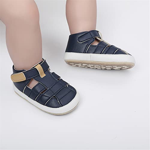 Image of HsdsBebe Baby Boys Girls Pu Leather Hard Bottom Walking Sneakers Toddler Rubber Sole First Walkers Infant Cartoon Slippers Crib Shoes