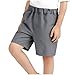 Boys Dress Suit Shorts Elastic High Waist Pull on School Uniform Cotton Short Casual Loose Performance Shorts 3-17 Y Gray