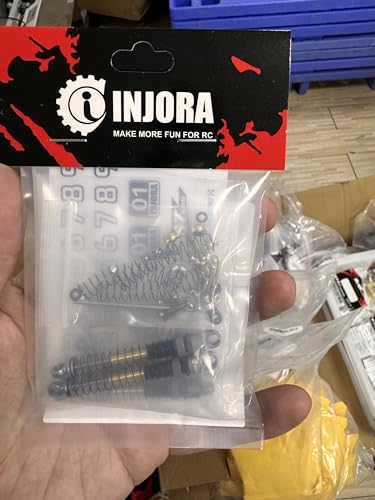 INJORA 51mm Shocks - Long Travel Threaded Double Barrel Damper for Axial AX24/SCX24 RC Crawler (Grey) - 4 Pack - Image 8 thumbnail