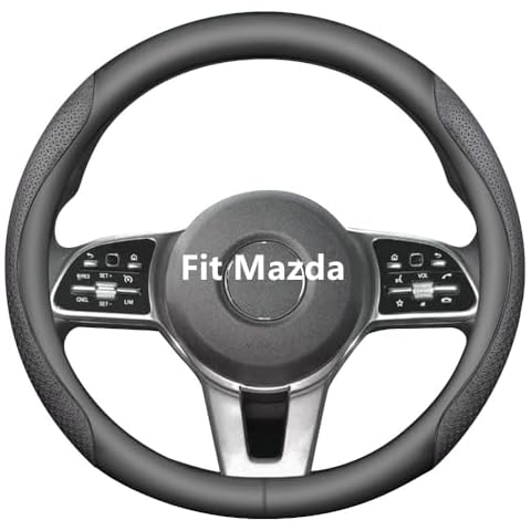HAOTULE Nappa Leather Slim Stylish Steering Wheel Cover， for Mazda Steering Wheel Cover Interior Conversion (Black) Cover