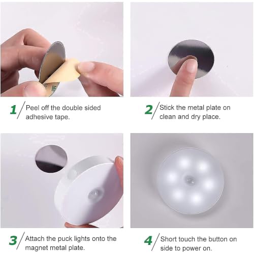 Image of LED Night Light Motion Sensor Wall Lamp Rechargeable Puck Light Pack of 2