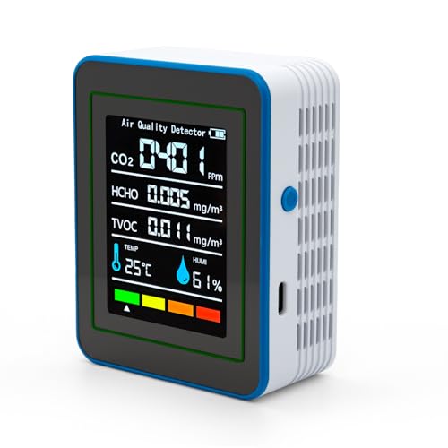 5-in-1-Air-Quality-Monitor-Indoor-Professional-Portable-Detector-Accurate-CO2-TVOC-HCHO-Humidity-Temperature-Particle-Counter-Air-Quality-Tester-White-YF08