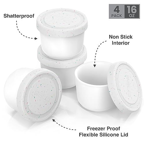 Image of BALCI 16oz Ice Cream Containers - Set of 4 (White Sprinkles)
