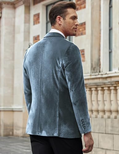 Image of COOFANDY Men's Velvet Blazer Notched Lapel Velour Suit Jacket One Button Tuxedo Jackets for Wedding Prom Party Dinner