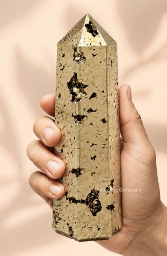 Image of Amazing Gemstone Large Raw Pyrite Crystal Towers ~ Natural Healing Crystal Point Obelisk for Reiki Healing and Crystal Grid (5.5 inch to 6 inch INCH)