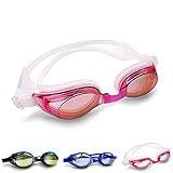 Swimtastic Rec X Swimming Goggles - Interchangeable Nose Pieces For Comfort Fit - Anti-Fog Polycarbonate Lens With UV Protection - Molded Double Head Strap - Silicone Material For Exceptional Seal - Plastic Case & Complimentary Ear Plugs Included!