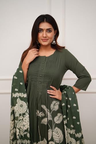 Image of GoSriKi Women's Viscose Anarkali Kurta Set with Dupatta | Anarkali Suit for Women Cotton | Kurta Palazzo Dupatta Set | 3 Piece Ethnic Wear for Festival & Party | Anarkali Suit for Women