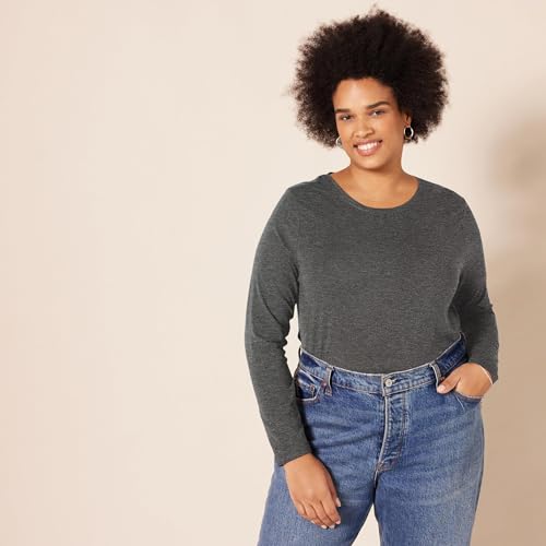Image of Amazon Essentials Women's Regular-Fit Long-Sleeve Crewneck T-Shirt (Available in Plus Size)