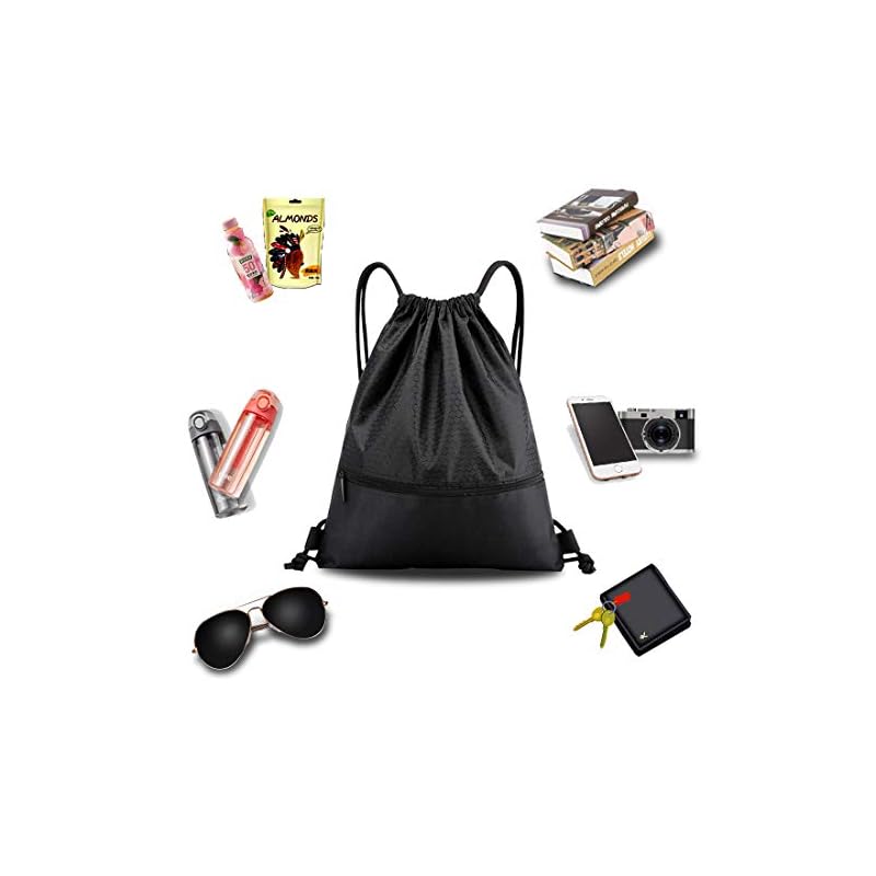 Gsogcax Drawstring Bags, 20L Waterproof Drawstring Gym Bag, Black Swimming PE Sack Drawstring Bag for School Girls Boys Backpack, Shopping Yoga School Beach Football - Image 7