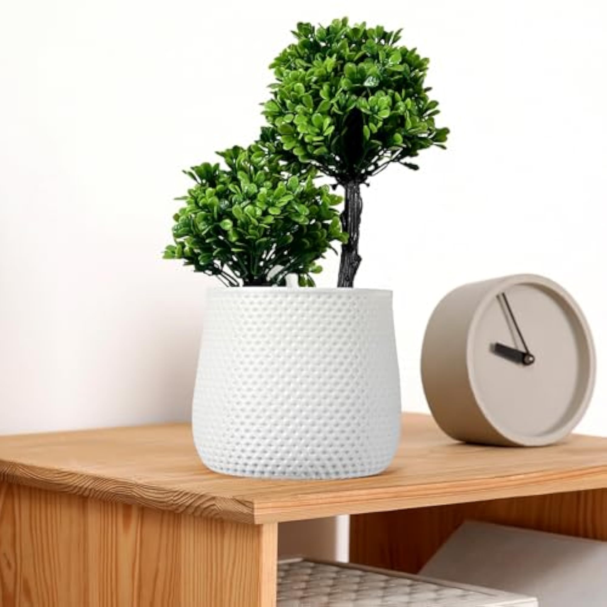 Set of 2 Plastic Artificial Small Plants with Pot