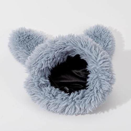 Chapeau seau oreilles de lapin bonnet flou hiver 2025 chaud vert clair - 7