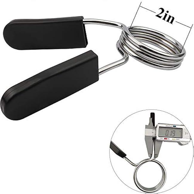 Weight Bar Clips Barbell Clamps 2 Inch for Olympic Bar Spring Lock Collars for Weightlifting, Strength Training, Working Out (May Not for Hollow Threaded Bar)- 1 Pair Per Pack with Carrying Bag